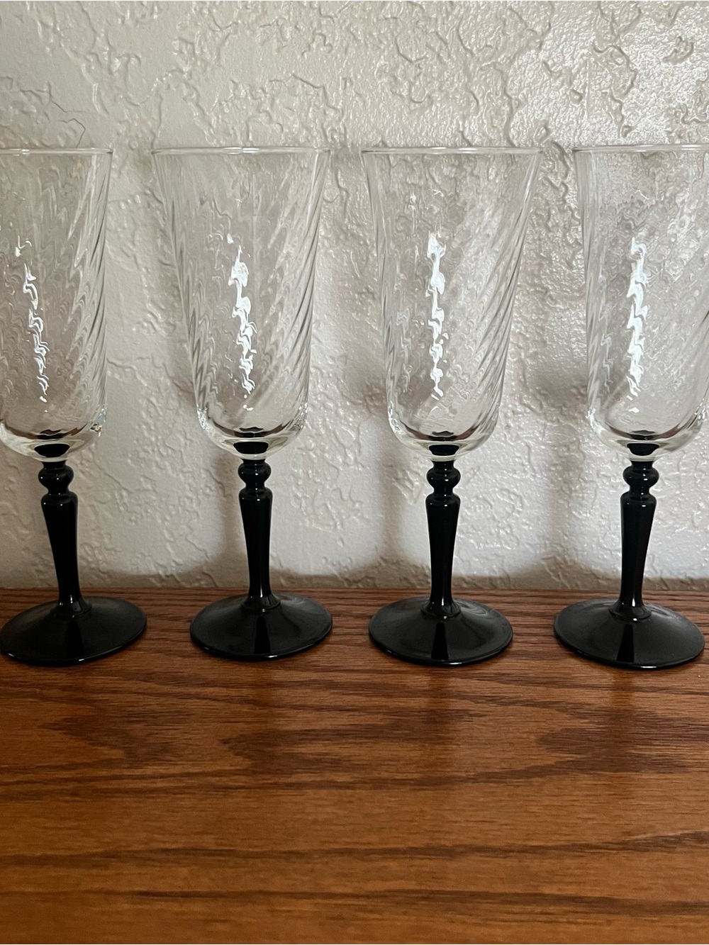Vintage Luminarc France Onyx Swirl Champagne Flutes